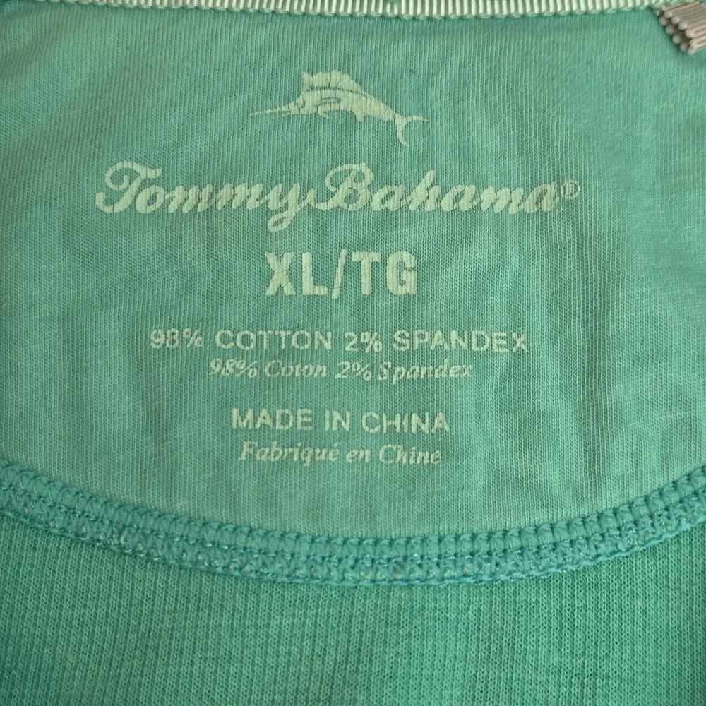 Tommy Bahama Mens XL Teal Quarter Zip Ribbed‎ Pullover Sweater Cotton Blend